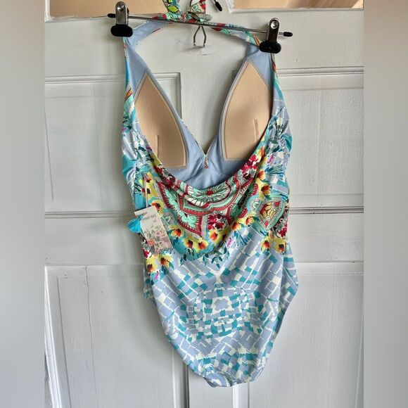 Nwt johnny was Elena twist floral one piece halter neck swimsuit - Picture 3 of 5